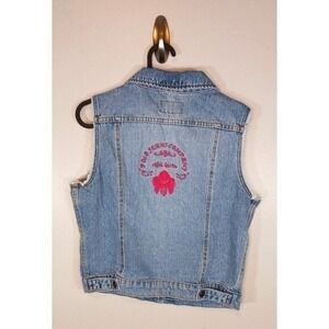Vtg. 90's Polo Jeans Co. Ralph Lauren Cotton Denim Embroidered Vest Size M